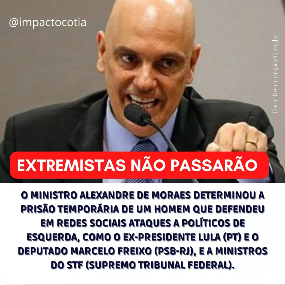 Por ordem do ministro Alexandre de Moraes, PF prende em BH homem que ameaçou invadir Supremo.